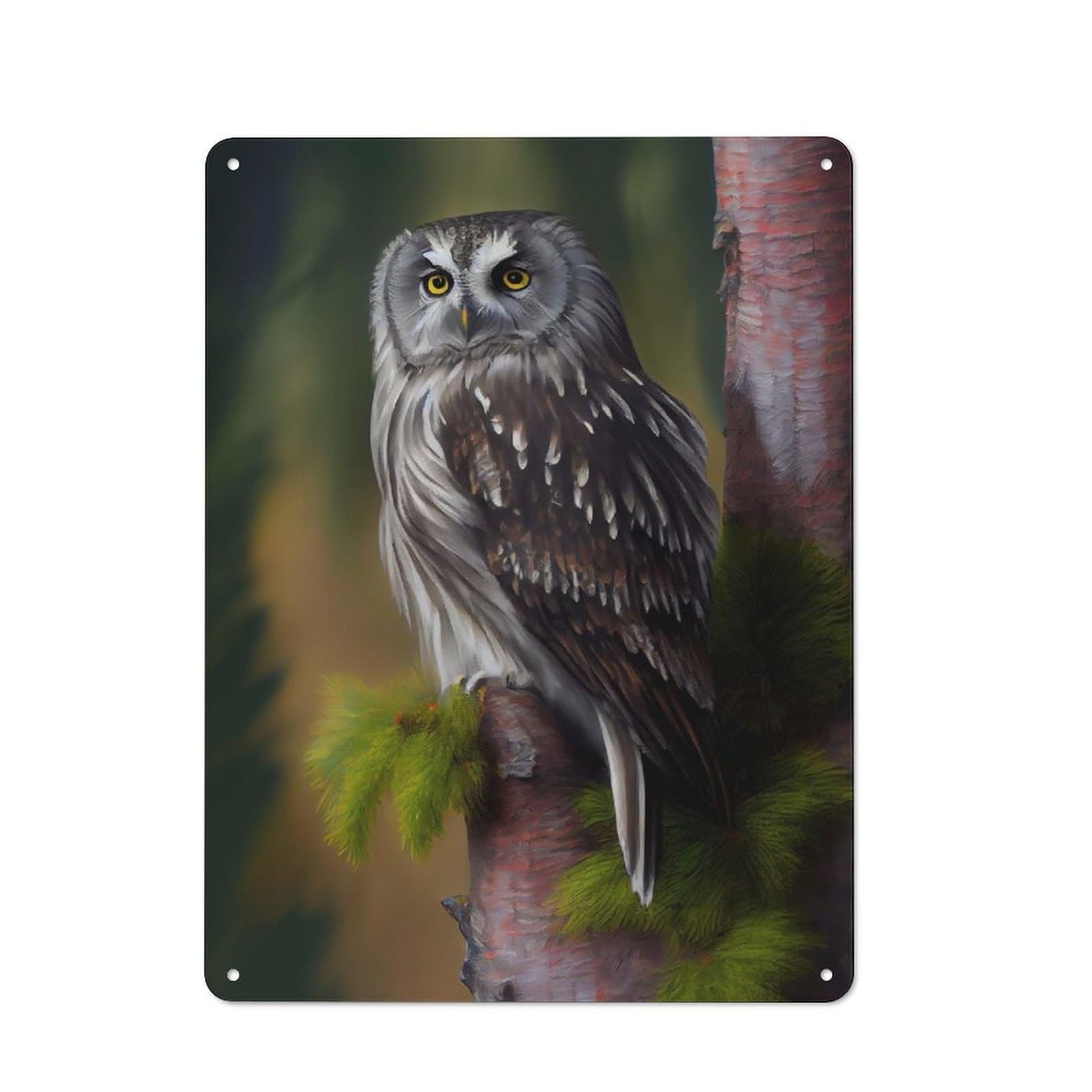 Junmoney Boreal Owl Smart Metal Desk Wall Sign 40X30cm, Creative Space Decor For Workspace, Cafe, Shop Or Desk Area