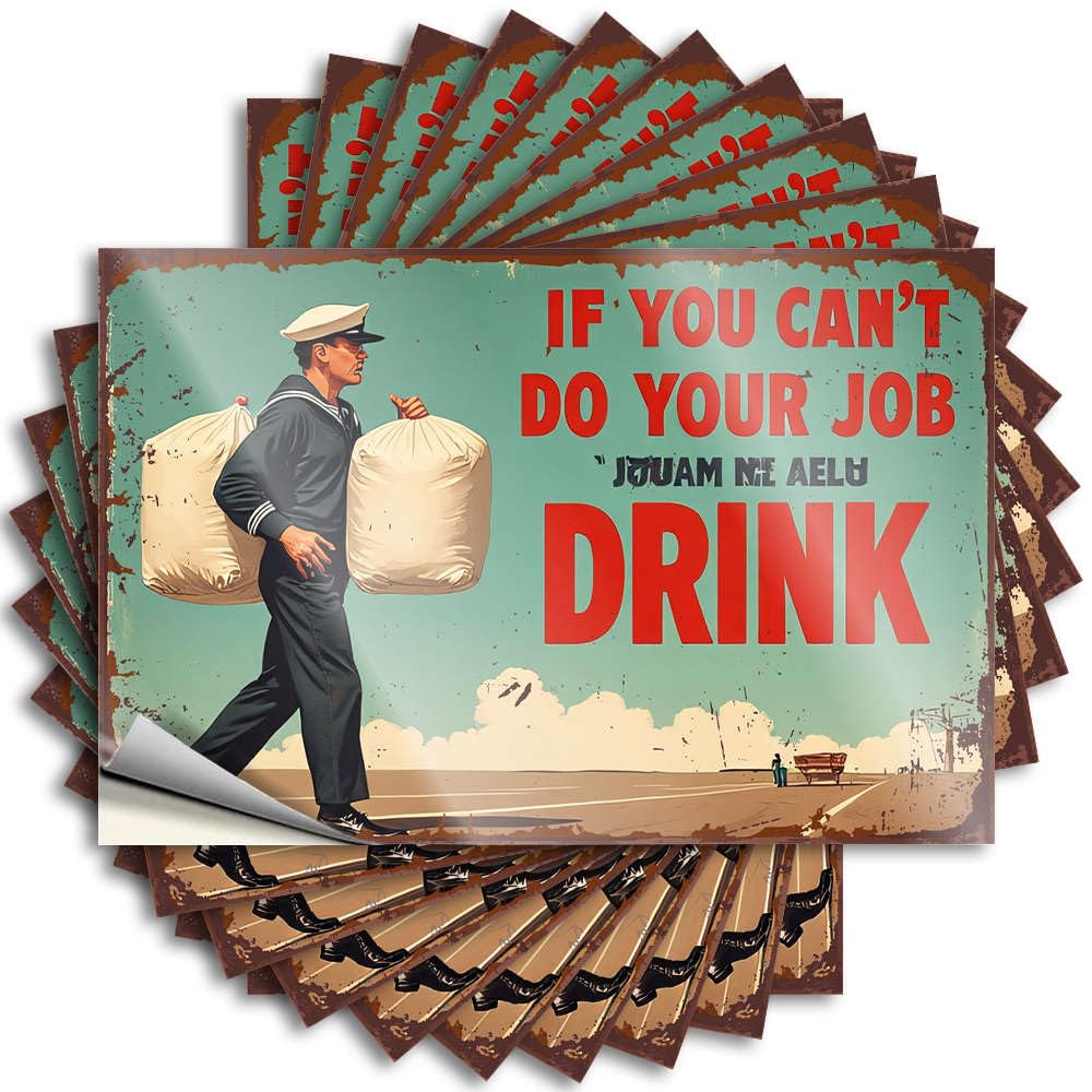 Tattoo Home Bar Accessories Waterproof Vinyl Sticker | If You Can't Do Your Job, Drink Inspirational Bumper for Interior DIY Projects(12X18CM)