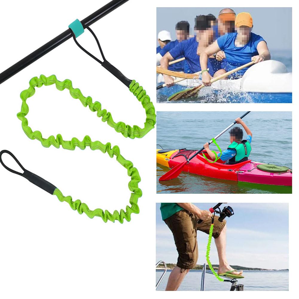 2 correas de remo para kayak de 1,5 m, correa elástica para remo de kayak, correa elástica de seguridad con mosquetón, cuerda de remo para kayak, remo de seguridad, correa de remo para kayak,