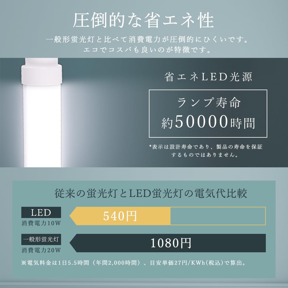 Amazon | LED蛍光灯 20W形【10本入り】直管 長さ58cm LED 直管蛍光灯