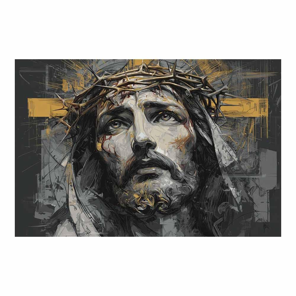 ZAMAEIU Jesus Christ Classic Painting Style Manifesting holy countenance Religious Figure Wall Art Print,Room Decor for living room, bedroom, church, hospital(black and white)-80x120cm Unframed
