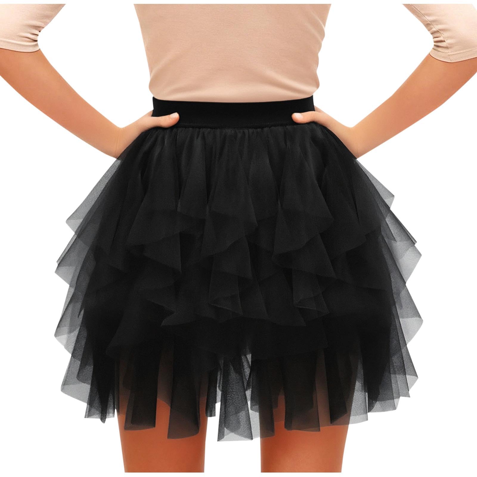 Womens Summer Mesh Pleated Tutu Skirt | High Waisted Fluffy Layered Cake Skirt | Mini Skort for Stage Performance — view 5