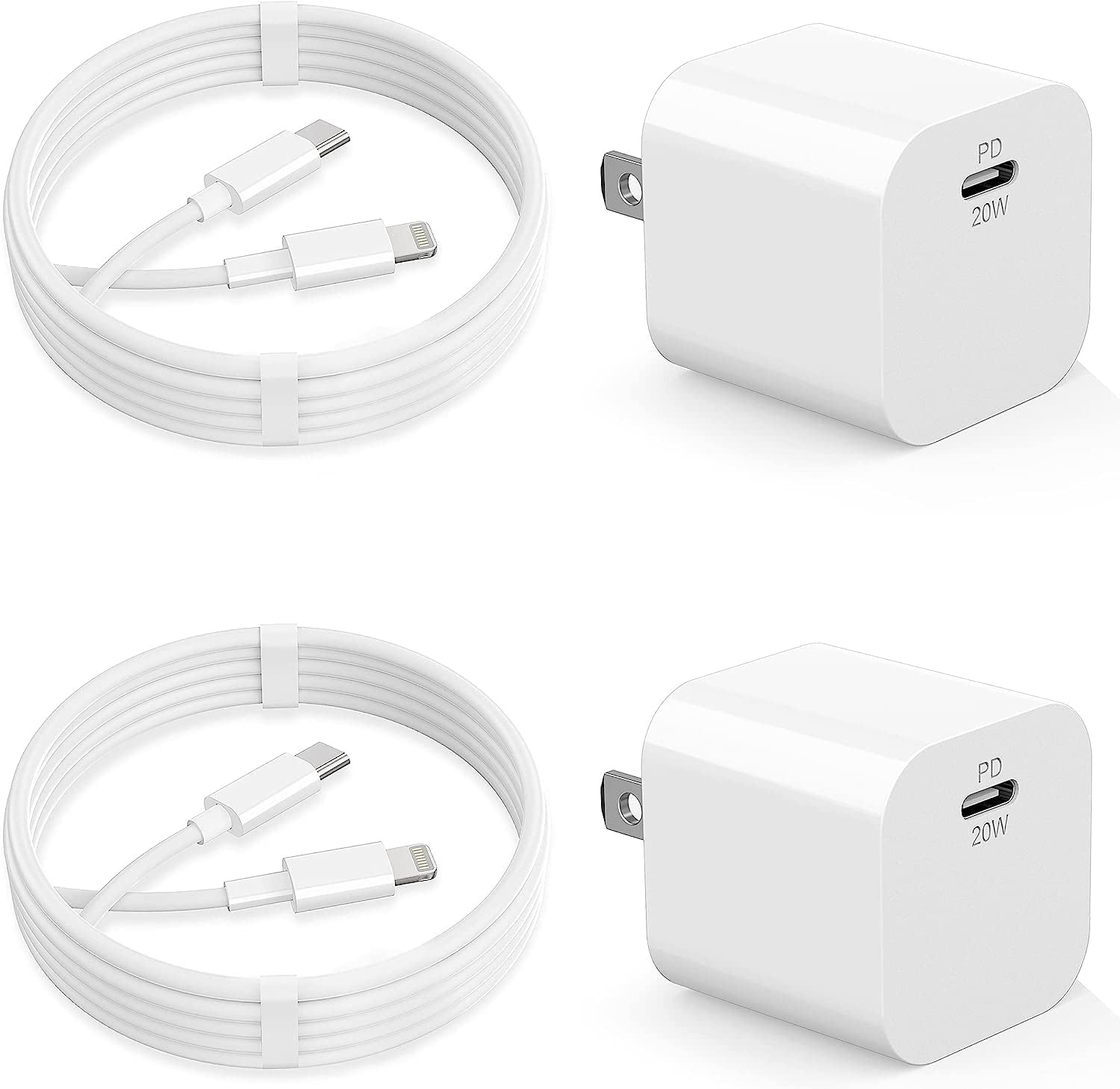 iPhone Charger Fast Charging,[Apple MFI Certified] 2Pack PD Type C Wall Charger Block with 6ft Long USB C to Lightning Cable for iPhone 14/13/12/11/Por Max/XS/XR/X/8 Plus/iPad(White)