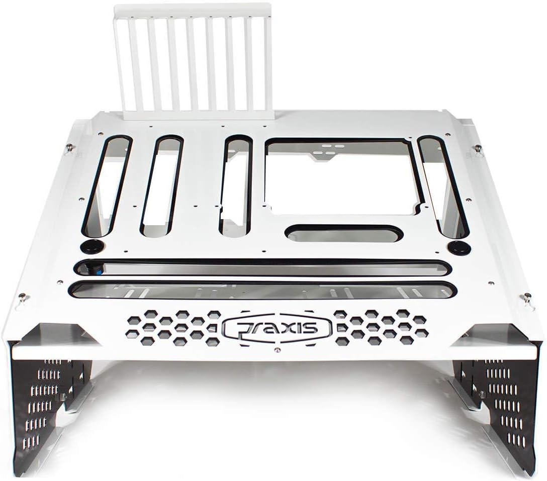 PrimoChill Praxis Wetbench Powdercoated Steel Modular Open Air Computer Test Bench for Watercooling or Air Cooled Components - White w/Black Accents