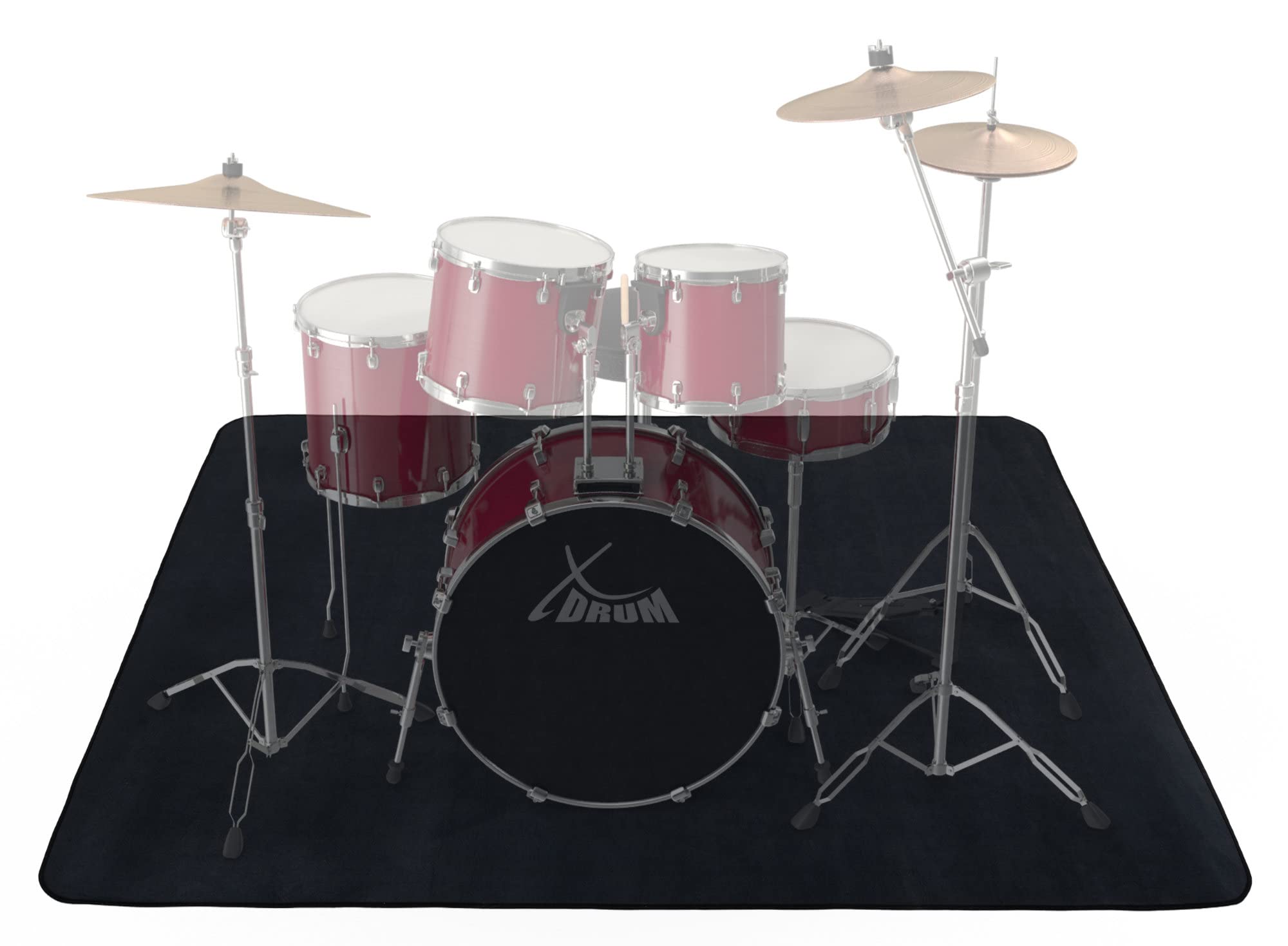 Stagecaptain DTB-1620 BK Tappeto per batteria nero 160x200 cm, superficie a tessitura fitta, fondo antiscivolo, fascia a strappo e borsa per trasporto.