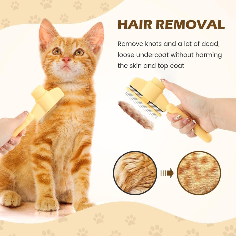 2PCS Pet Combs for Cats Flea Comb for Dogs Stainless Steel Metal Teeth Comb for Pets Shedding and Tangles Durable Self-Cleaning Pet Combs for Grooming - Image 4