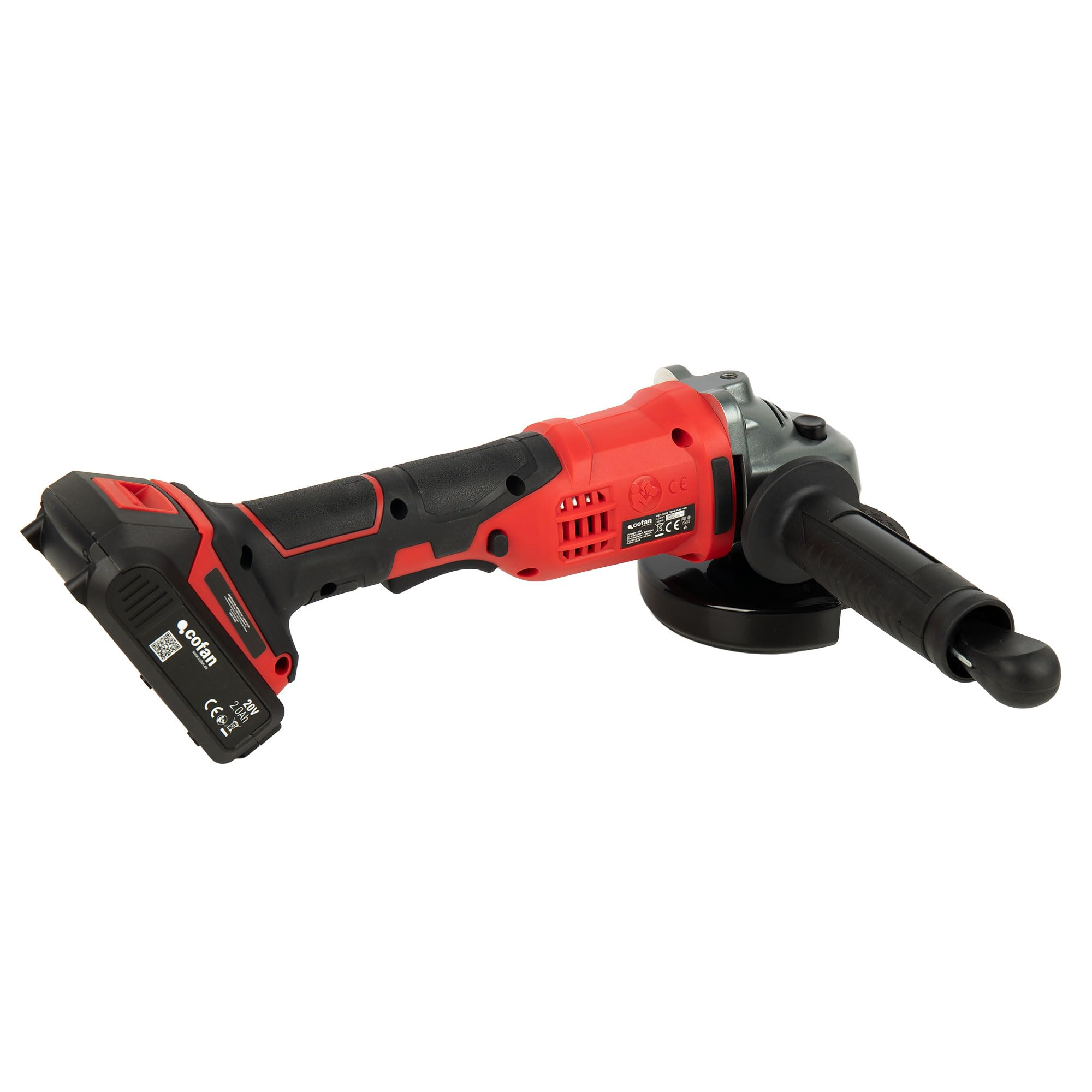 Cofan Amoladora a batería | Batería Li-ion de 20 V + Cargador incluidos | Apta para discos de ø115mm