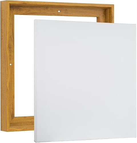 Paquete combinado marco flotante + lienzo estirado de 24 x 24 pulgadas para pintar, marco de 1-38 pulgadas de grosor + lienzo estirado profundo de