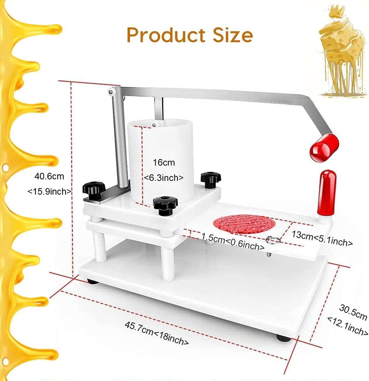 Pressa per hamburger manuale in acciaio inox, per fast food, ristoranti, catering e preparazione pasti, perfetto per polpette uniformi