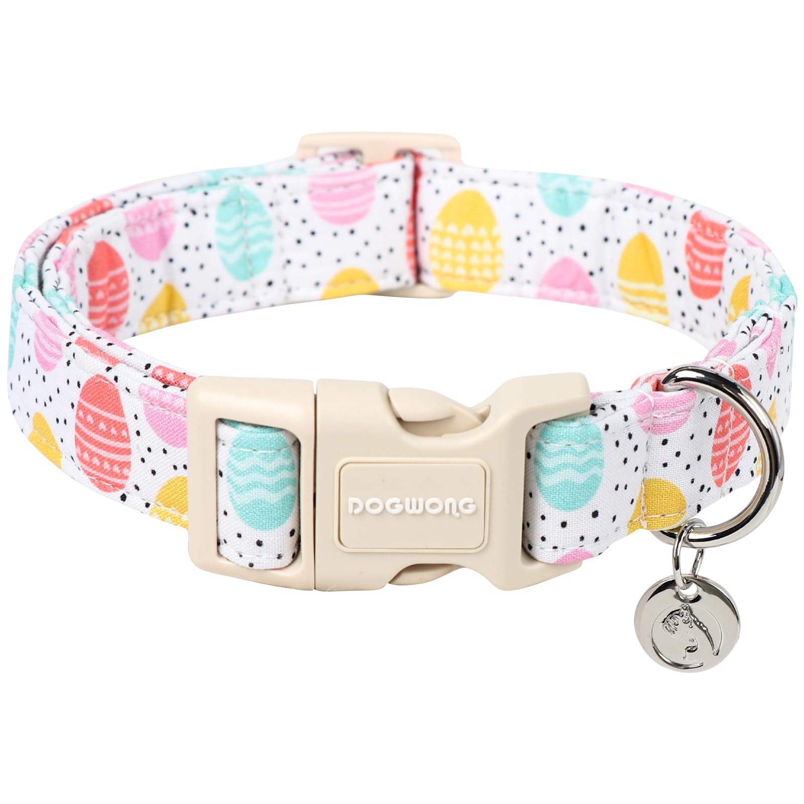 DOGWONG Easter Dog Collar, Colorful Egg Dog Collar Soft Durable Adjustable Costume Cute Easter Puppy Collar for Small Medium Large Dog