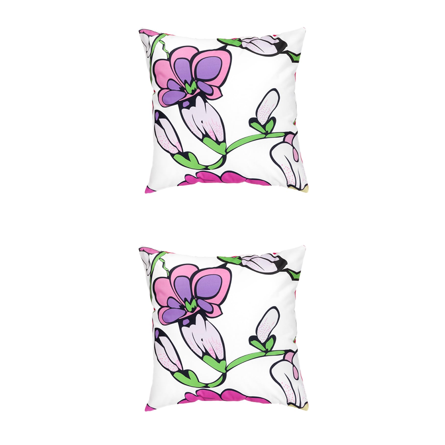 Gardenista Decorative Outdoor Cushion 45x45 cm | Indoor Water Resistant Garden Printed Throw Pillow | Soft Patio Furniture Cushions | Easy to Clean Patterned Cushion (2, Flower White)
