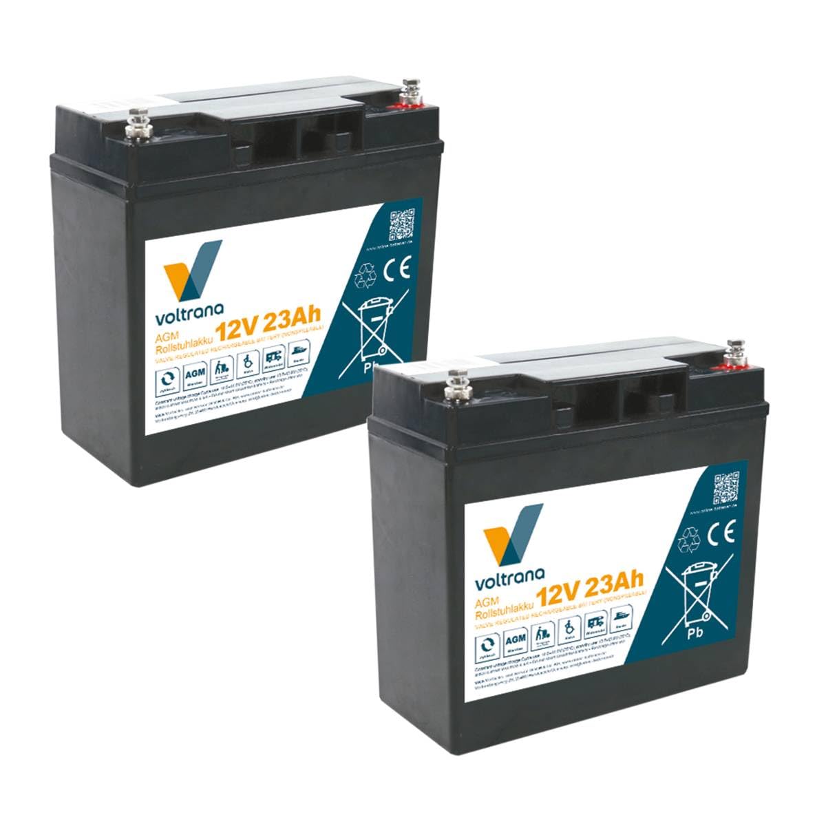 Rollstuhlakku passend für EMG Smartie I Elektrorollstuhl 24V 2 x 12V 23Ah – Voltrana Ersatzakku