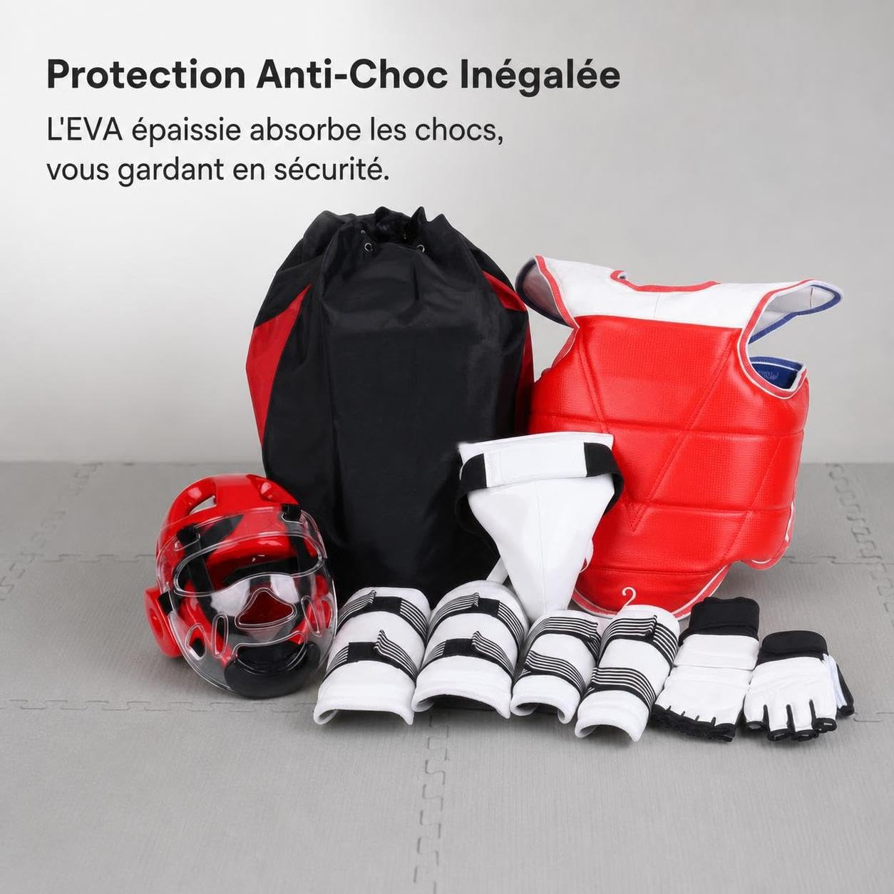 Équipement Femme avec Protège Tête Plastron et Protège Membres pour Entraînement et Compétition Sportive
