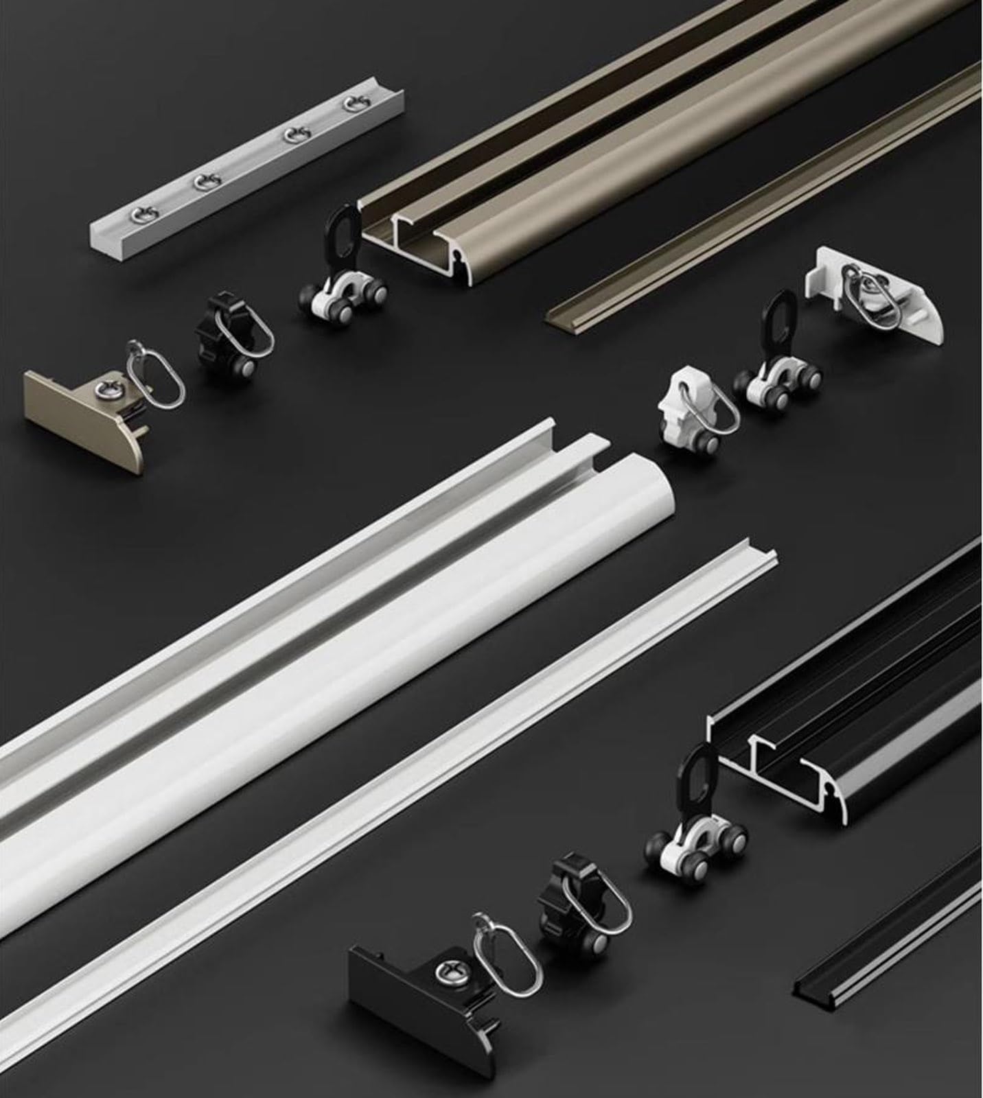Aluminiowa szyna do zasłon sufitowych, 1-6 m, z cichymi rolkami, złota szyna do draperii, idealna do dzielenia pomieszczeń i balkonów, łatwy montaż sufitowy, wszechstronny system zasłon