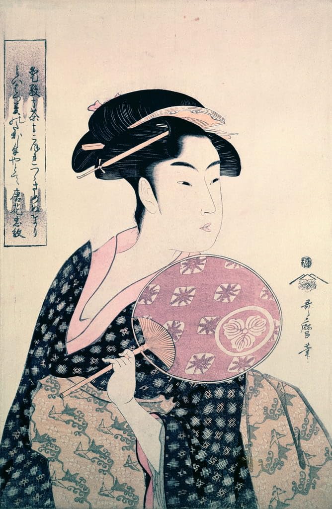 Impression Sur Toile Utamaro de Qualité Musée pour Décoration Mural
