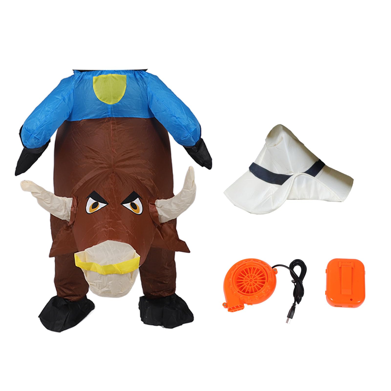 Nadmuchiwany Kostium Byka dla Dorosłych, Zabawny Kostium Jeźdźca Byka z dmuchawą na Halloween na imprezę Cosplay