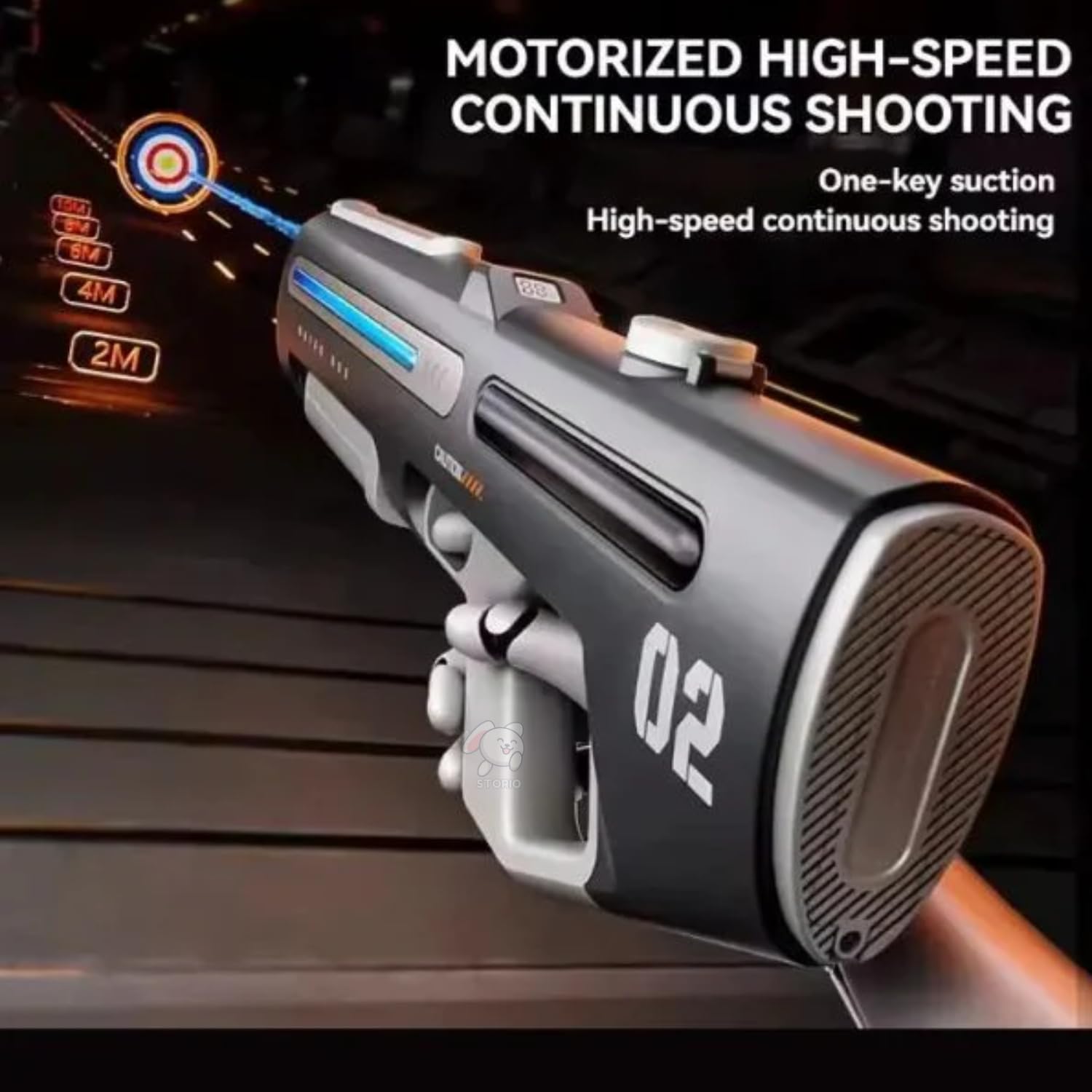 Storio Rechargeable Electric Automatic Holi Pichkari Water Gun Toy for Kids Toys Shooting Water Gun Toy for Kids with Upto 30Ft Range