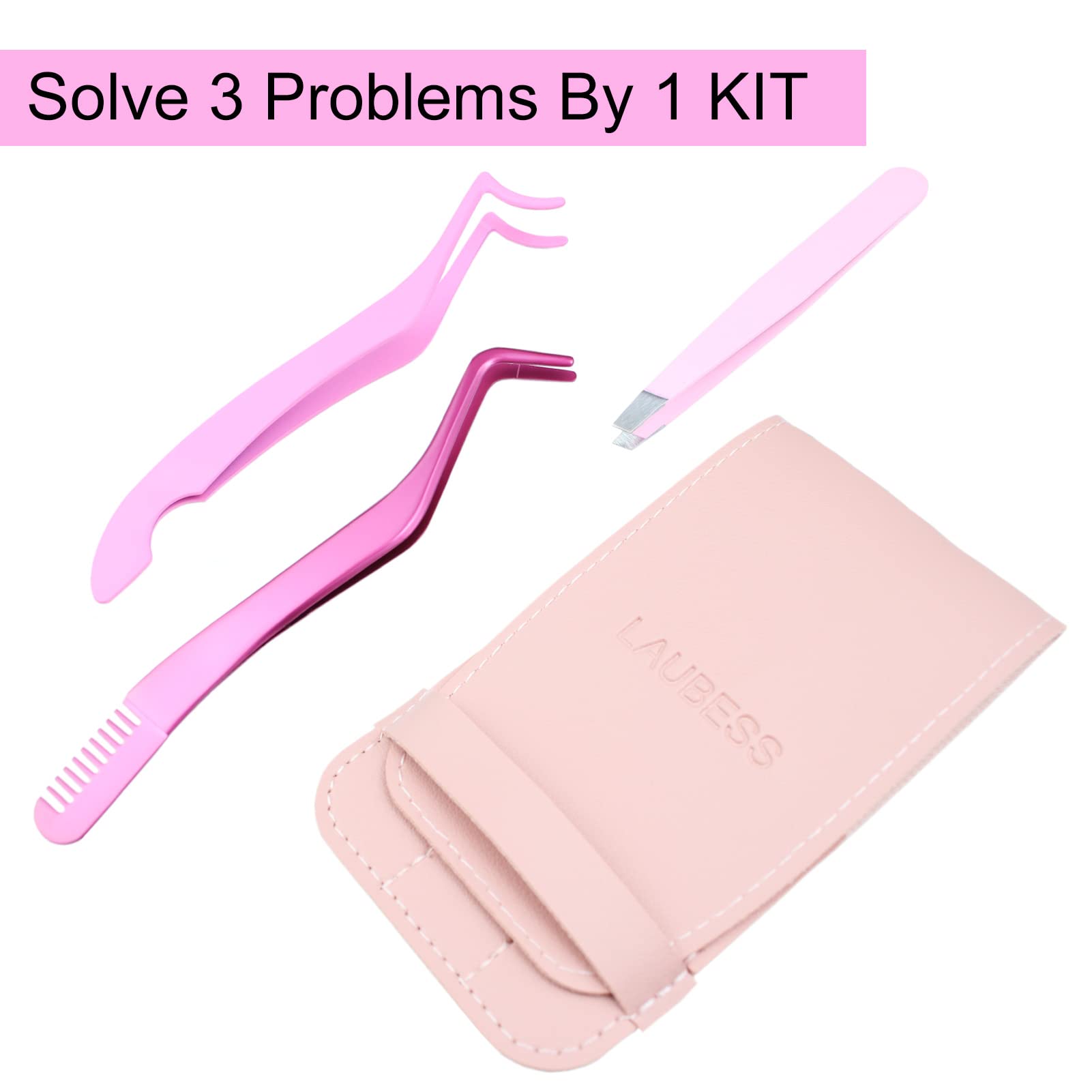 Lash Clusters Eyelash Extension Kit - 3pc Lash Tweezers Set, False Eyelashes, Individual Lash Extension Tweezers & Applicator Tool - Image 4