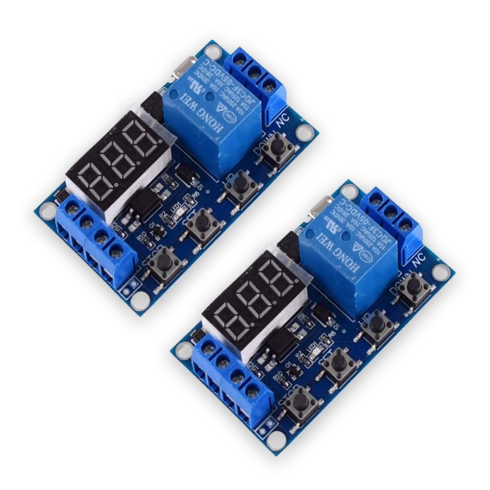 CHENLONB オートメーションリレー タイマーリレー 2個 DC 6V〜30V コントロールスイッチ LEDディスプレイ デジタルディレイタイマー