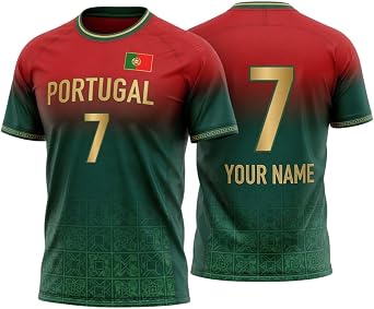Portugal Soccer Jersey, Custom Name Number Portugal Football Jersey Fan Shirt for Men Women, Game Day Sportwear