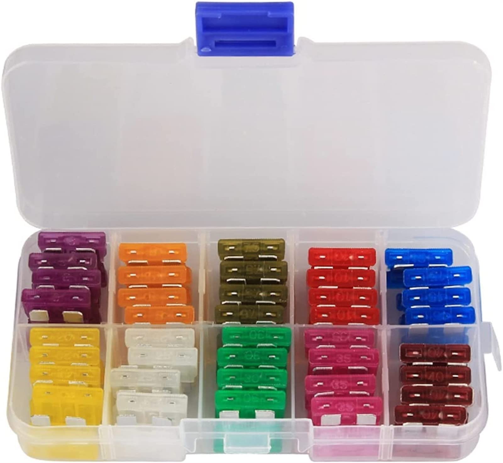 80Pcs Fusibili for auto a lama standard 3A 5A 7.5A 10A 15A 20A 25A 30A 35A 40A Assortimento Fusibile a lama for auto Kit di fusibili for moto for barche