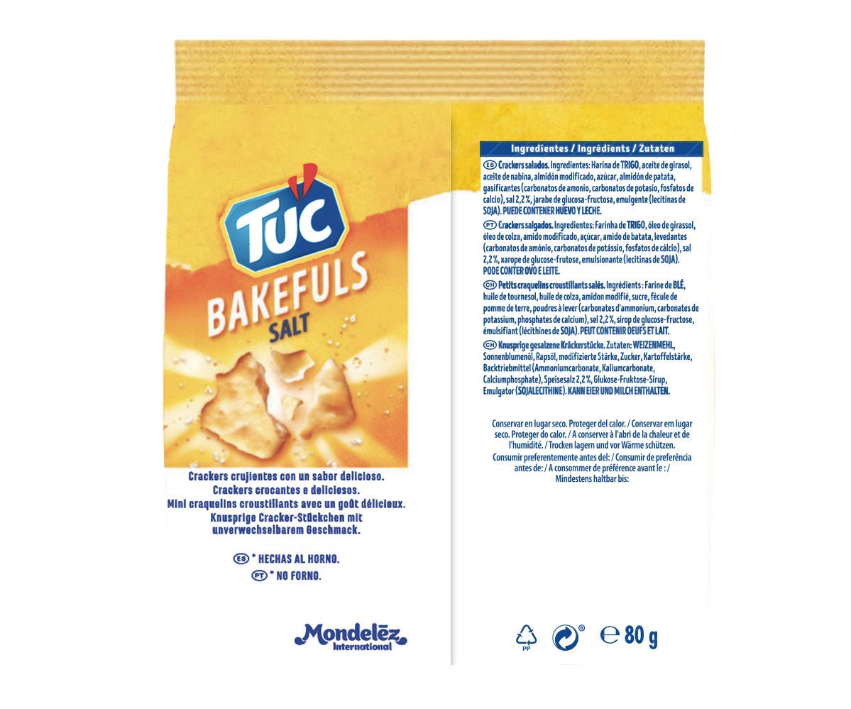 Tuc Bakefuls Saladas Crujientes Al Punto de Sal, 80g