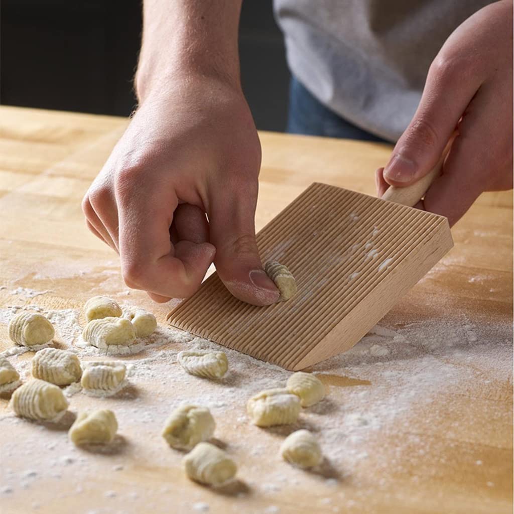Gnocchi-Brett-Set Aus Holz – Mit Kartoffelpresse, Teigrolle, Schaber, 3 Austauschbaren Scheiben, Nudel-Werkzeuge Für Die Küche