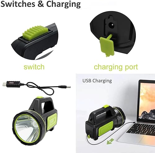 Miniatura 7 de Linterna LED de mano, 13000 lúmenes, 2 modos, linternas LED recargables por USB, de alta potencia, para acampar al aire libre, lámpara de caza,