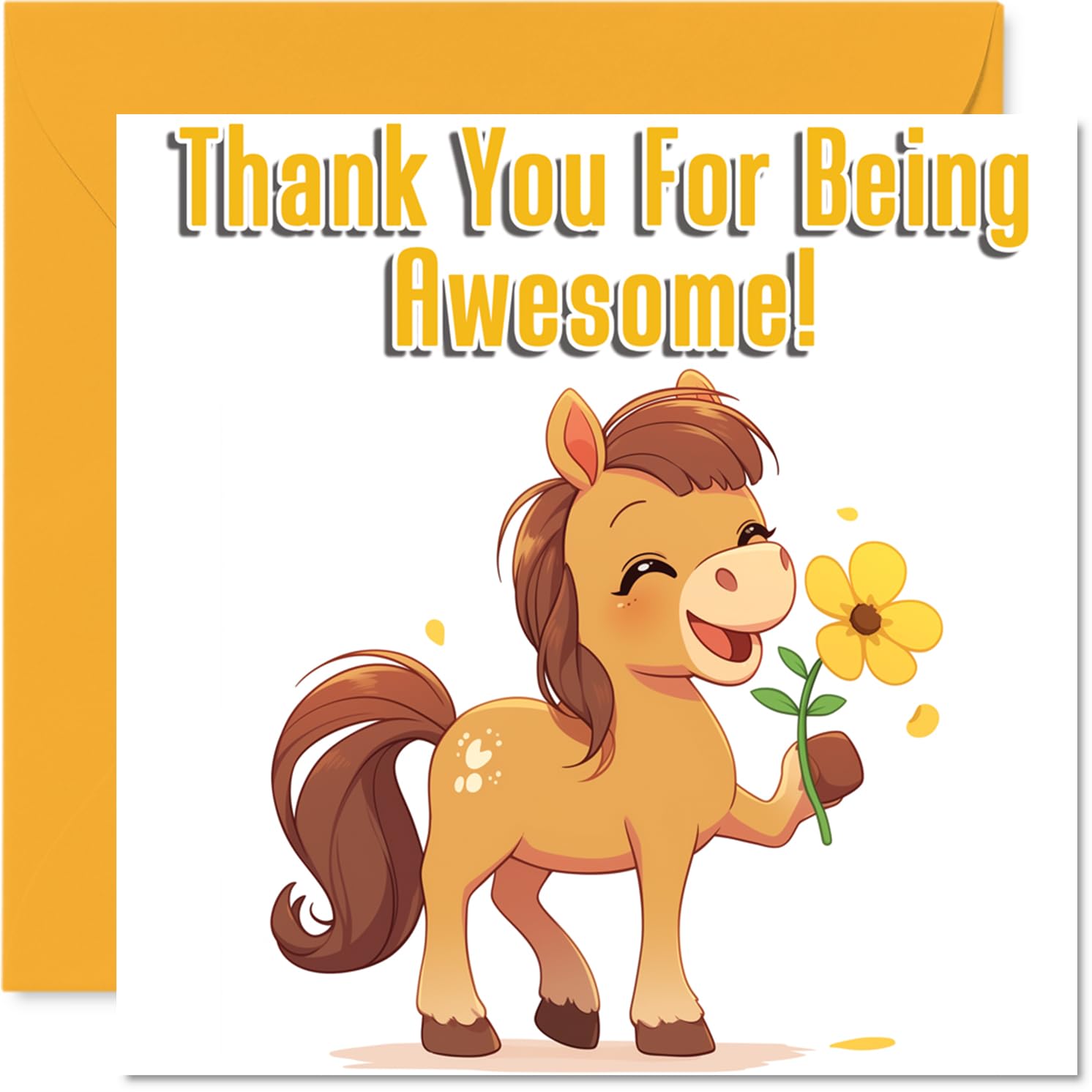 Cute Horse Thank You Card for Girls Boys - Awesome Animals - Thankyou Cards for Nephew Daughter Grandson Sister, 145mm Thank You So Much Appreciation Greeting Cards
