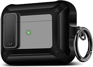 يوتيك حافظة ايربودز برو 2 مشبك قفل امن للهيكل بالكامل مضاد للصدمات مع سلسلة مفاتيح لسماعات 2022 اسود بولي يوريثين اللدن بالحرارة