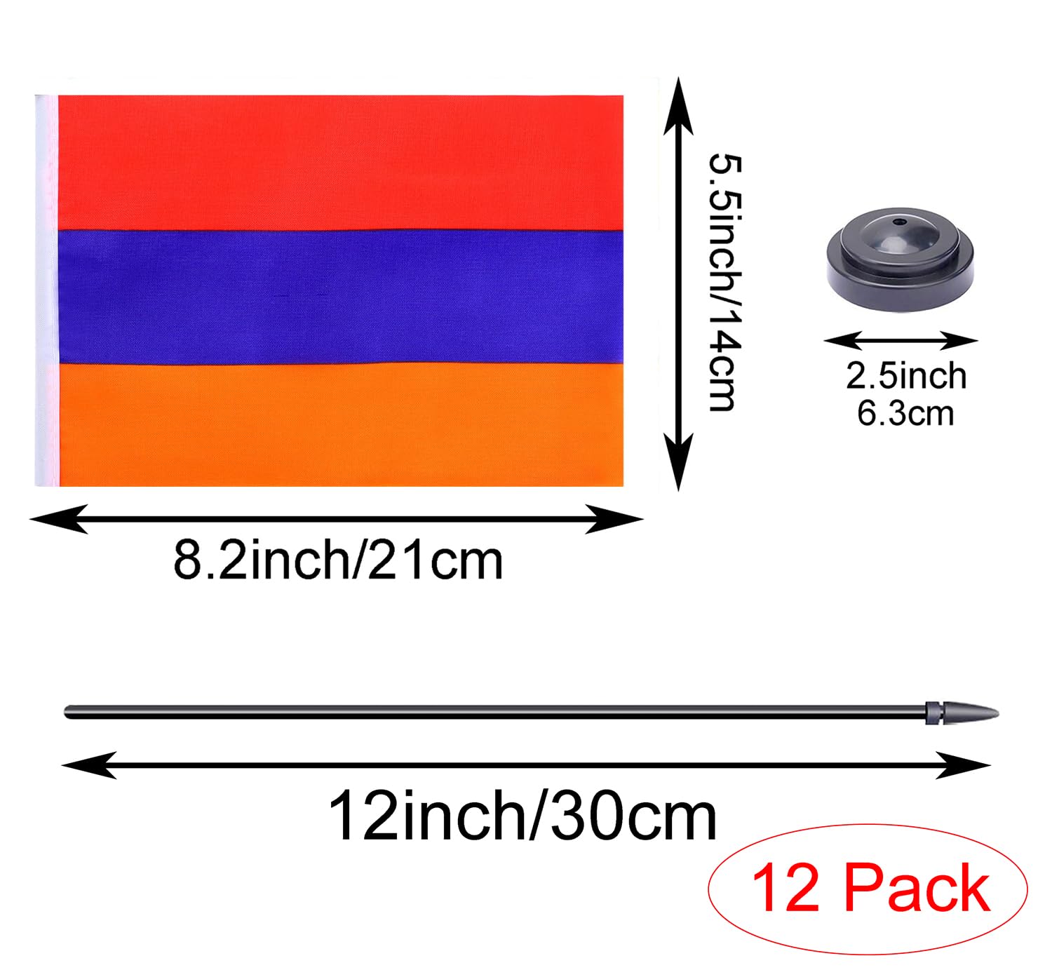 2 Pack Jamaican Table Flags With Stand - Mini Desk Flags For Office, Home, Or Festival Decor (8.2x5.5 Inch Flag, 11.8 Inch Pole) - View #13