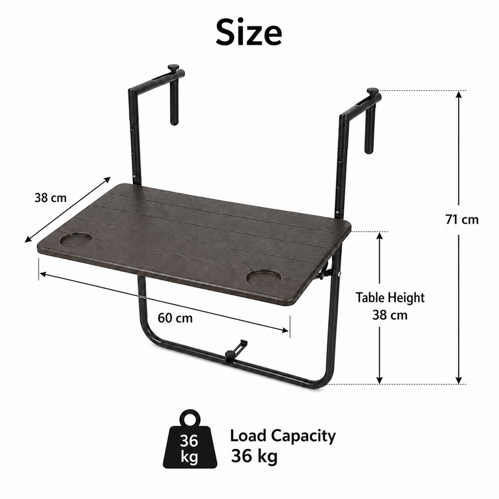 BalkongeläNder HäNgetisch BalkonhäNgetisch Klappbar Balkontisch Zums EinhäNgen Holz Platzsparender Multifunktional für Außenbereich,Garten,Büro,Patio,kleine Räume Outdoor