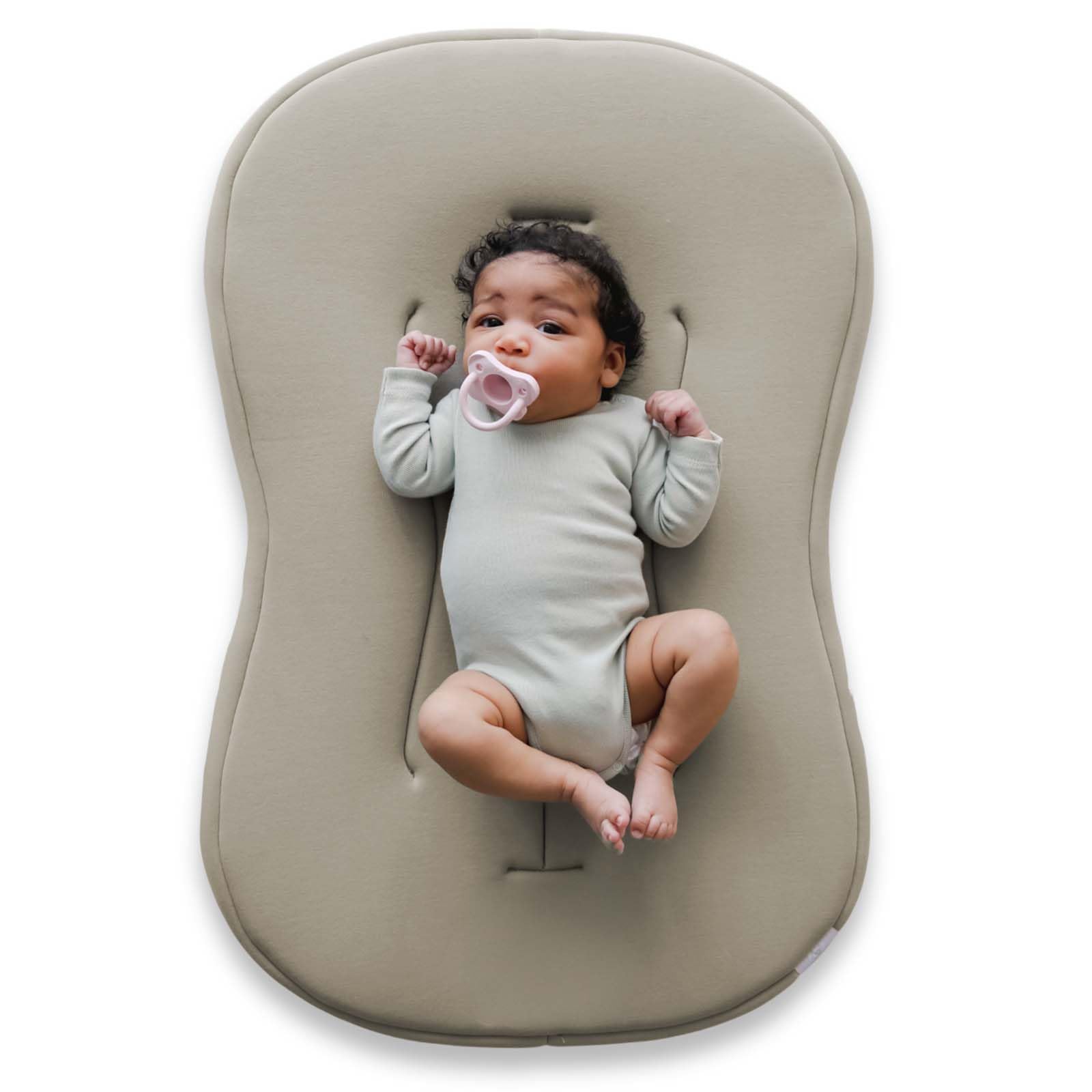 snuggle me® baby lounger curve (0-6 months) - premium organic cotton with foam core, machine-washable cover, buttery-soft & breathable infant lounger with travel bag (30 in x 20 in x 1.9 in) - birch