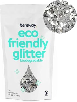 Hemway Biodegradable Glitter Silver 3.5oz Eco Friendly Super Chunky | Bio Eco Glitter 100g, Vegan, for Festival, Art, Craft