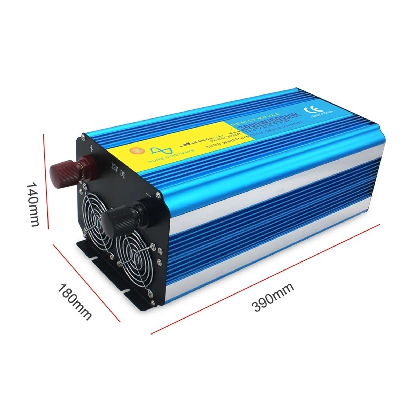 Inversor Corriente 3000 W/6000 W CC 12 V/24 V con Control Remoto para Frigorífico 220 V/230 V 50 Hz/60 Hz Pantalla LED Onda Sinusoidal Pura Convertidor(12V,220V 60Hz Universal,6000W)