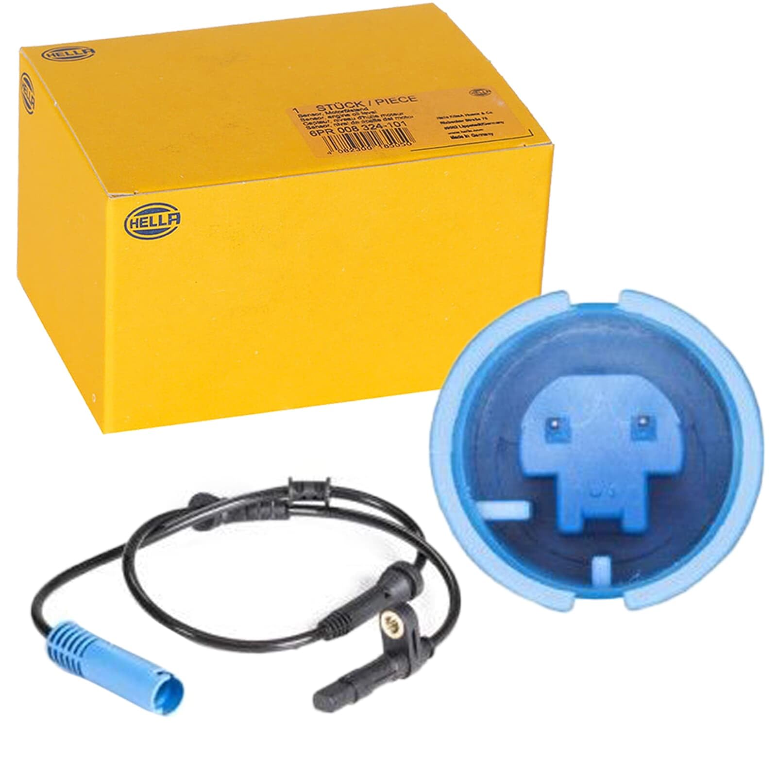 HELLA 6PU 009 106-311 Czujnik, prędkość obrotowa koła - 12V - Oś przednia - Przewodu: 665[mm]