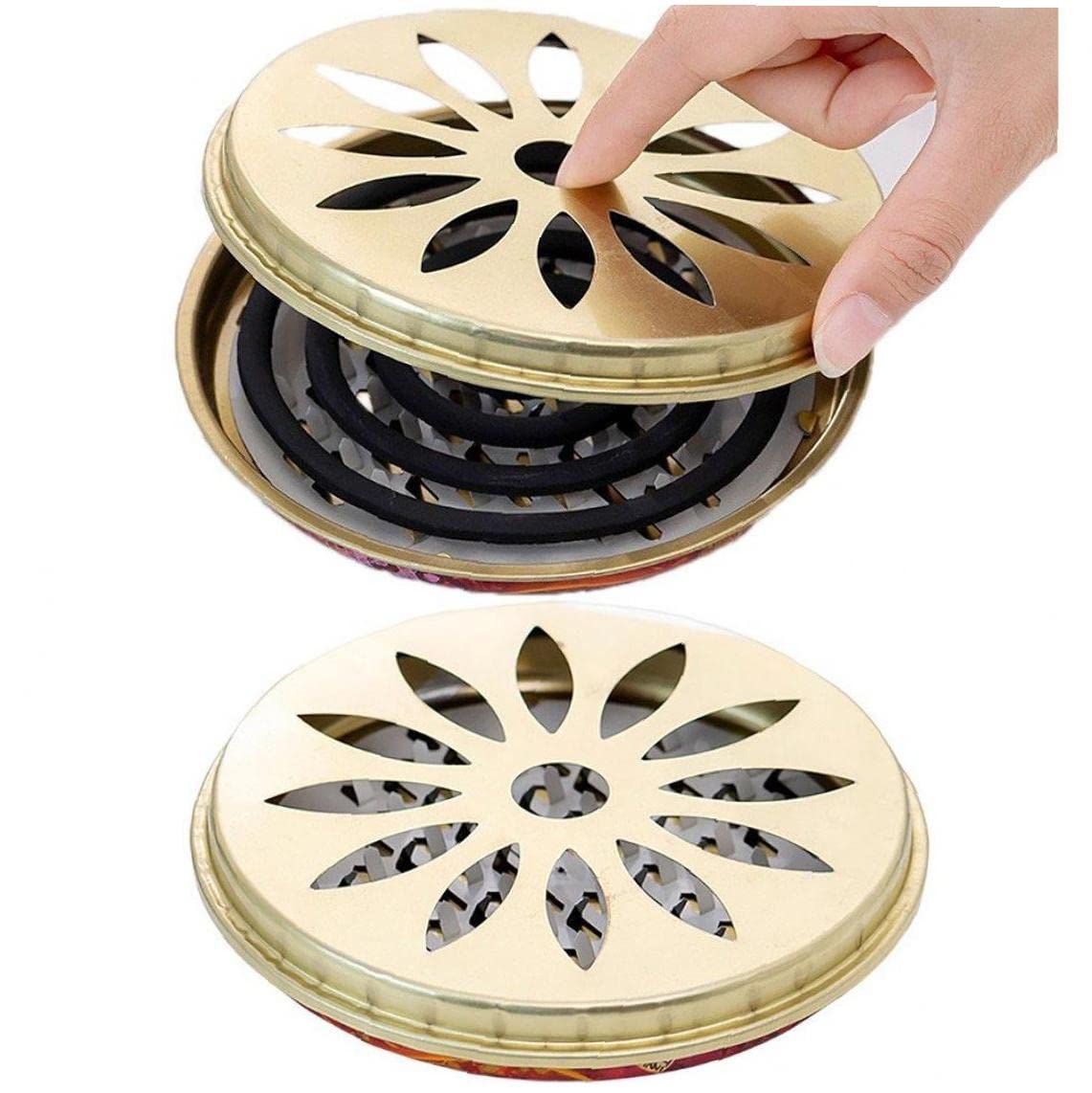 Haowul As Show 2 Pack Mosquito Coil Holder, Mosquito Coil Incense Burner With Cover For Outdoor Use, Deck, Patio, Pool Side, Camping, Hiking And Fishing