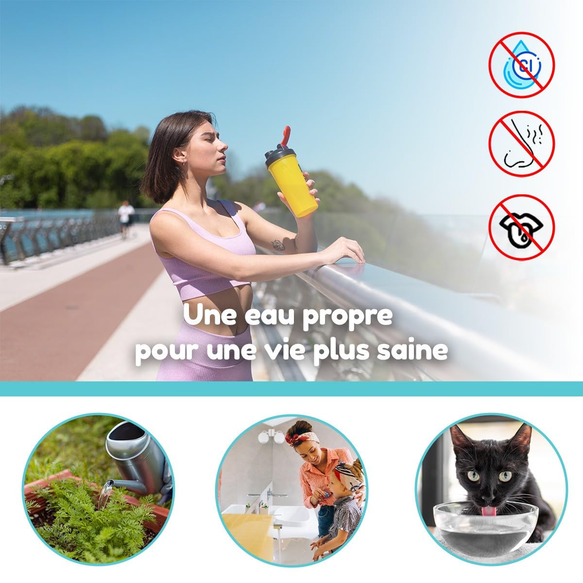 Desineo Lot de 3 Cartouches Charbon Actif + sédiment 5 microns pour Porte Filtre 10 Pouces