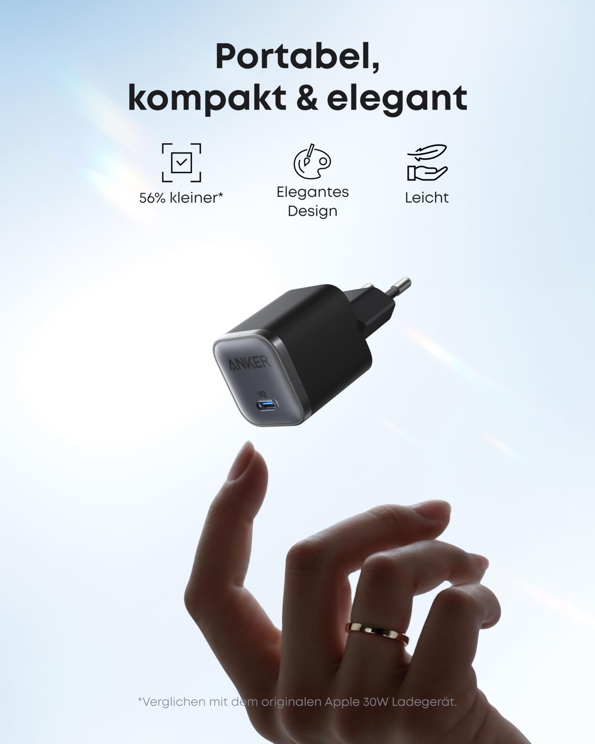 Anker Nano 45W USB C Ladegerät, kompakter Netzteil, Schnellladegerät für iPhone 17/Pro/Pro Max/iPhone Air/16/15, MacBook, Pixel 9, iPad, Samsung Galaxy S25 Ultra/S24 Serie (inkl. 1,8m Kabel)