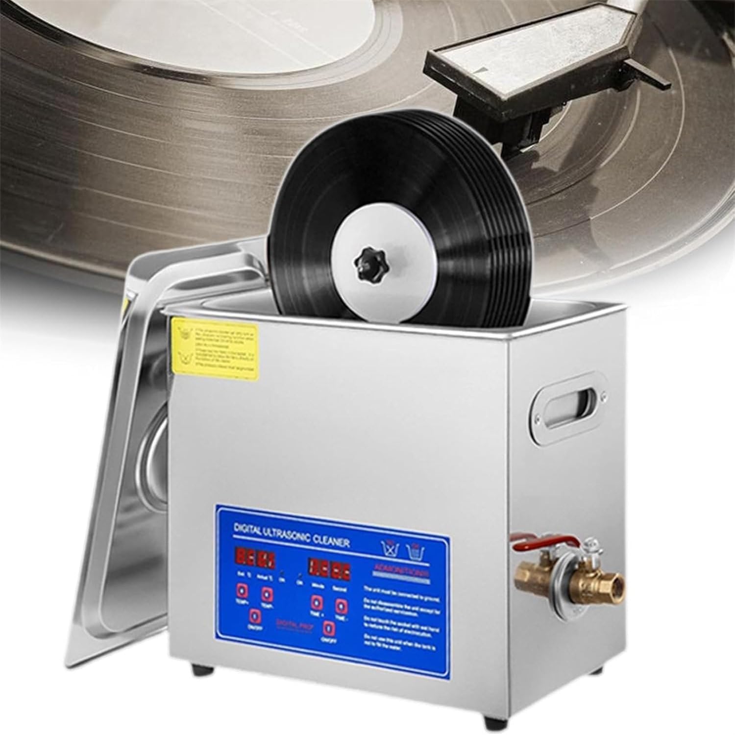 Pulitore ultrasonico da 6 litri per dischi in vinile, gioielli e orologi - Pulitore a ultrasuoni da 40 kHz con timer digitale e riscaldatore per una pulizia efficace di componenti e strumenti ind