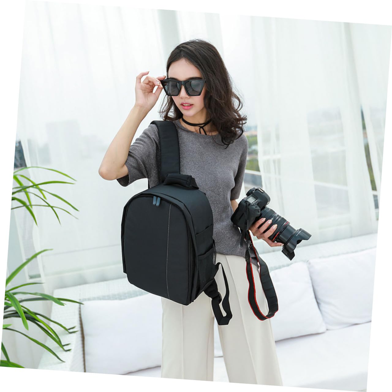 NUOBESTY 2 Piezas Mochila para Cámara de Viaje con Accesorios Bolsa de Almacenamiento Práctica y para DSLR y Espejo