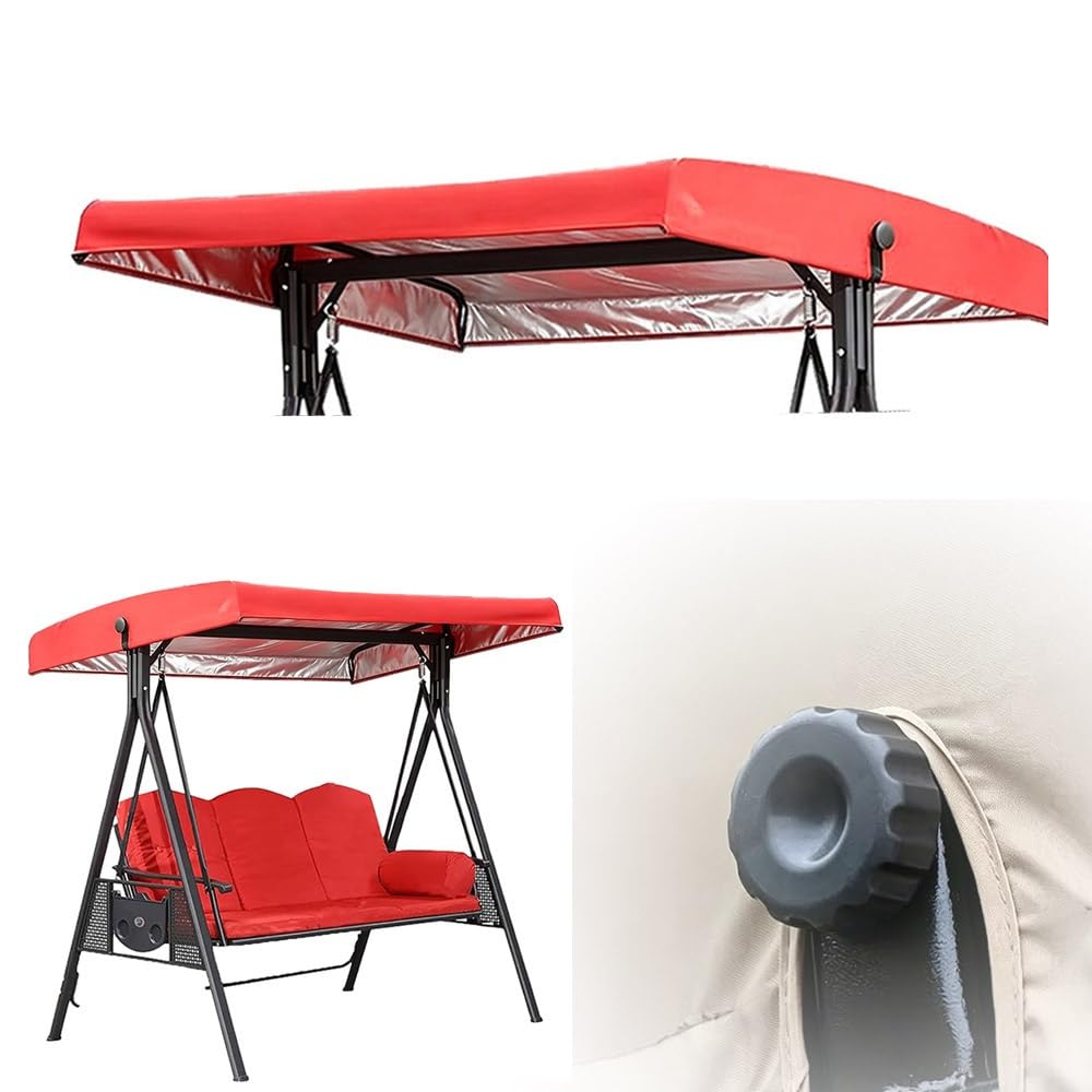 SMCMGECEUZ 75x47in Patio Swing Canopy Cover Waterproof Swing Canopy Replacement Top, Outdoor Porch Swing Cover Windproof Replacement Canopy For Garden Hammock(Red)