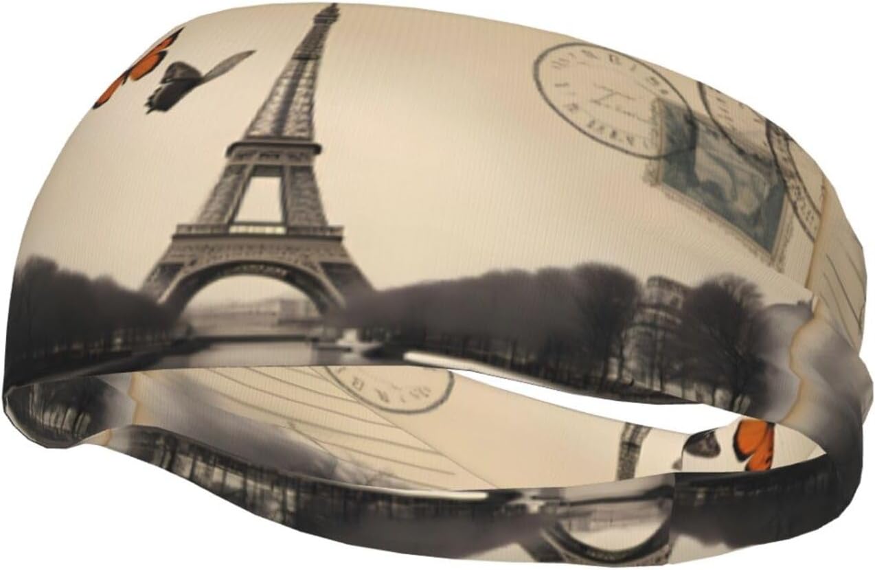 Paris Eiffel Tower Butterfly Sports Sweatband – Stay Dry & Confident During Every Workout