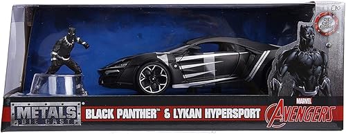 Miniatura 4 de Jada Toys Marvel Black Panther & Lykan Hypersport - Coche fundido a presión, vehículo a escala 1:24 y figura coleccionable 2.75, (99723)