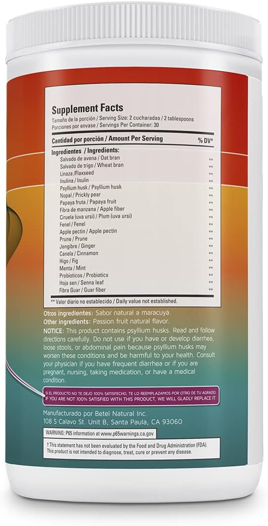 Betel Natural Daily Fibra Forte Formula/Strong Formula - Extreme Colon Cleanse Passion Fruit (Maracuya)
