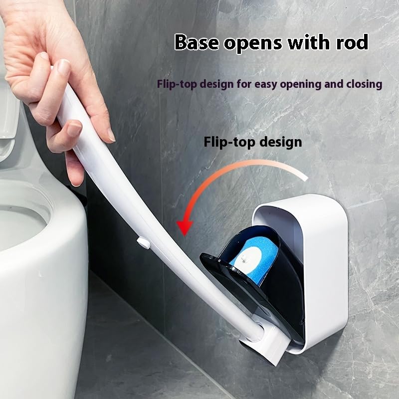 Image of Disposable Toilet Bowl Brush with 8 Toilet Wand Refills, Toilet Bowl Cleaner Wands, Toilet Cleaning System Starter Kit