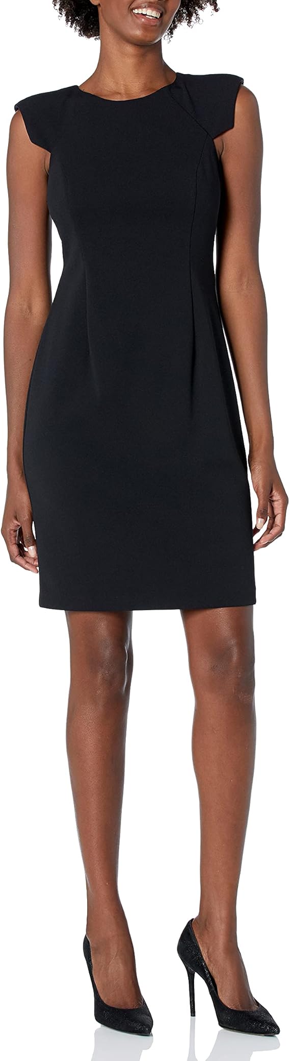 cap sleeve jewel neck sheath dress eliza j