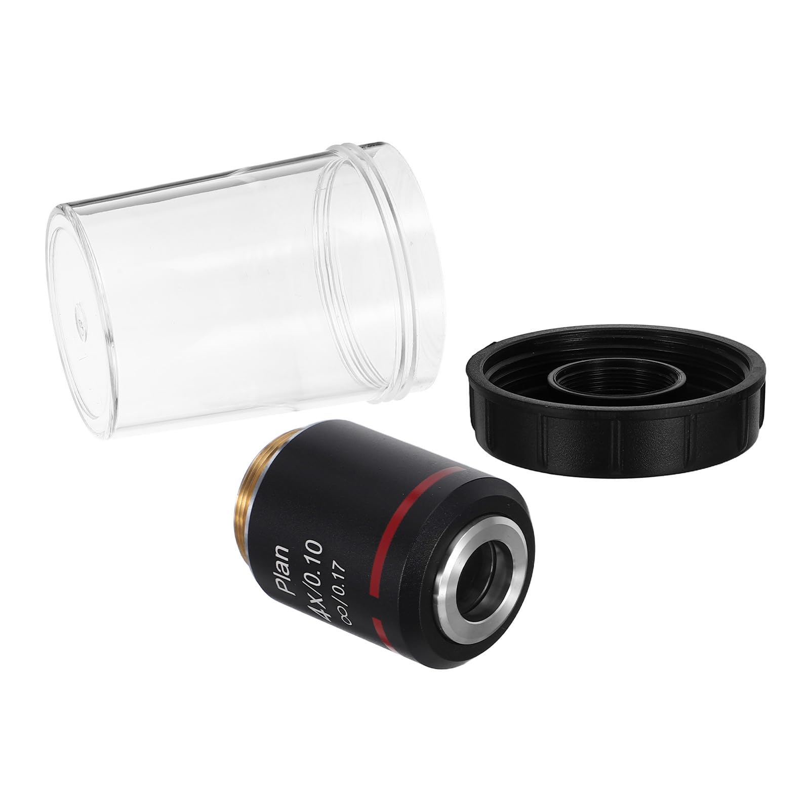 Tofficu Objetivo de Microscopio Biológico 4X Apertura Numérica 0,10 en Cobre Negro para Educación y Histología Alta Resolución y Distancia de Trabajo Óptima