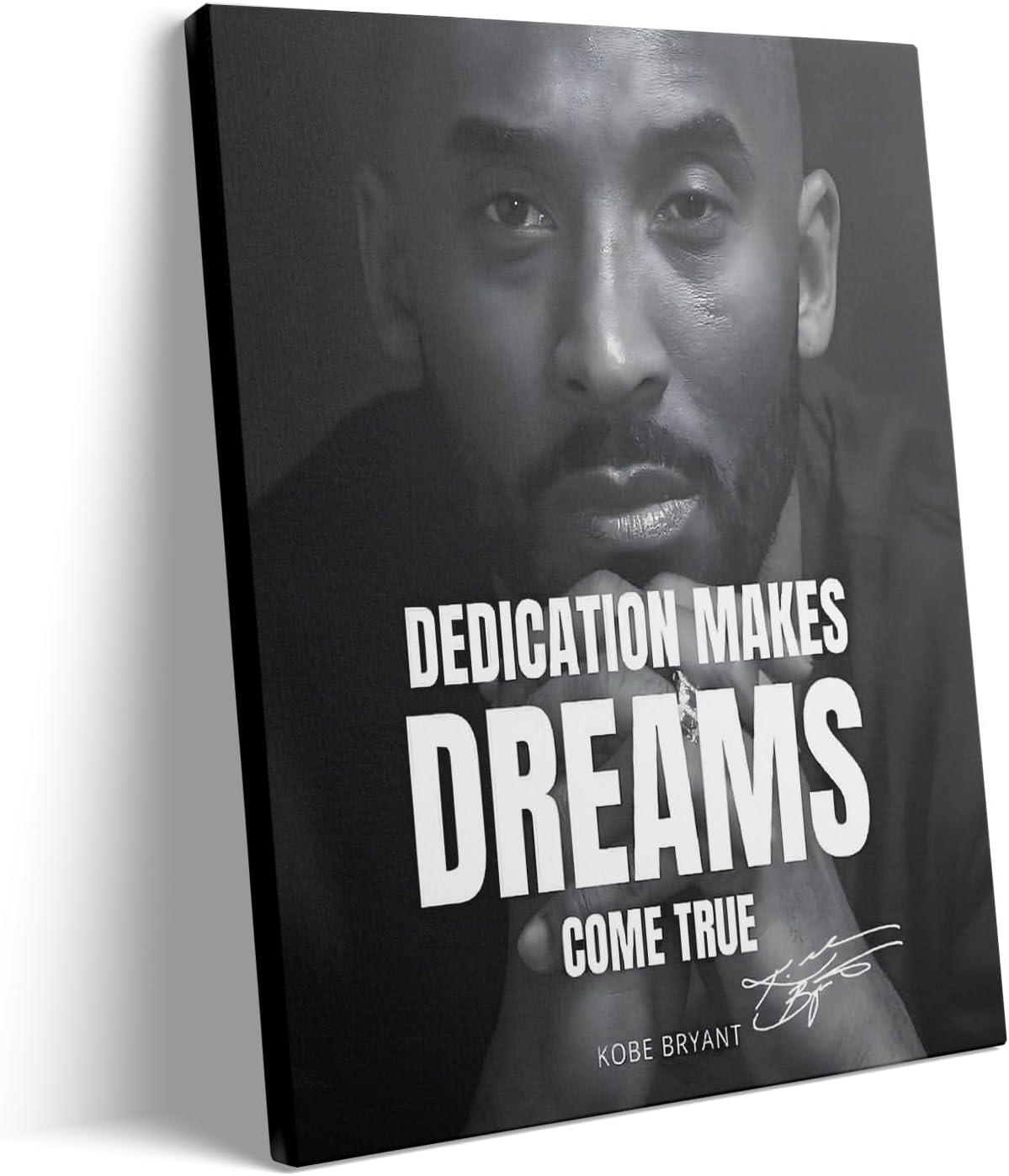 Kobe Bryant Canvas Wall Art Print Poster Framed Dedication Makes Dreams Come True Quote Wall Art - Inspirational Poster Canvas Arts Decor for Living Room, Bedroom, Office, or Hallway 11x14inch