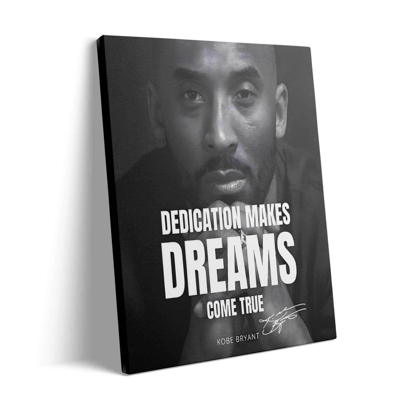 Kobe Bryant Canvas Wall Art Print Poster Framed Dedication Makes Dreams Come True Quote Wall Art - Inspirational Poster Canvas Arts Decor for Living Room, Bedroom, Office, or Hallway 11x14inch